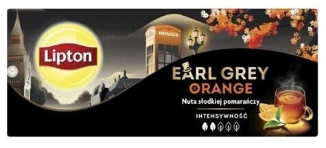 Melnā tēja LIPTON Earl Grey Apelsīnu, maisiņi, 25gab